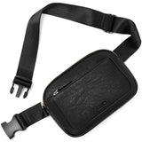 Black Waterproof PU Leather Waist Bag - Adjustable Crossbody Belt Bag for Men & Women