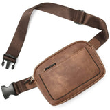 Brown Waterproof PU Leather Waist Bag - Adjustable Crossbody Belt Bag for Men & Women
