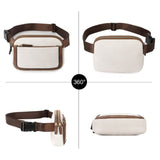 Brown Waterproof PU Leather Waist Bag - Adjustable Crossbody Belt Bag for Men & Women