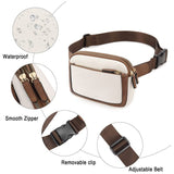 Brown Waterproof PU Leather Waist Bag - Adjustable Crossbody Belt Bag for Men & Women
