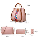 Black Elegant 4-Piece Women's Handbag Set - Stylish PU Leather Tote, Shoulder Bag, Clutch, and Wallet for Every Occasion