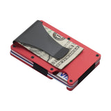 2 Pcs Red Aluminum RFID Blocking Wallet - Slim Credit Card Holder & Money Clip