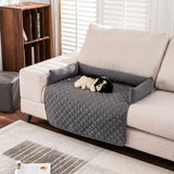 90*90CM Grey Waterproof & Scratch-Resistant Pet Sofa Protector Mat with Pillow | Cat & Dog Bed, Washable, All-Season