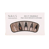 2PC Black Press-On Nails - 24PC Traceless Light Set, Reusable ABS for Salon Manicure