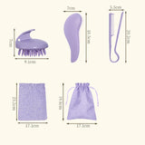 2-Piece Purple Wheat Straw Hair Set – Detangling Comb, Massage Brush & V-Comb