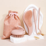 Pink Wheat Straw Hair Care Set - Massage Brush, Detangler & V-Comb for All Hair Types