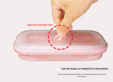 Pink Collapsible Silicone Bento Box Set – 4-Piece Food-Grade Microwave & Freezer Safe Lunch Box Set