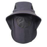 Dark Grey Outdoor Sun Hat with Face & Neck Protection, Quick-Dry, Breathable UV Protection Cap for Men and Women - Adjustable, Dust & Insect Repellent Hiking Hat