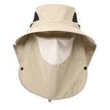 Khaki Outdoor Sun Hat with Face & Neck Protection, Quick-Dry, Breathable UV Protection Cap for Men and Women - Adjustable, Dust & Insect Repellent Hiking Hat