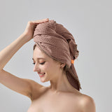 2 Pcs Coffee Super Absorbent Waffle Weave Hair Towel, Multi-Functional Quick Drying Turban for Women, Soft & Fast Drying Head Wrap