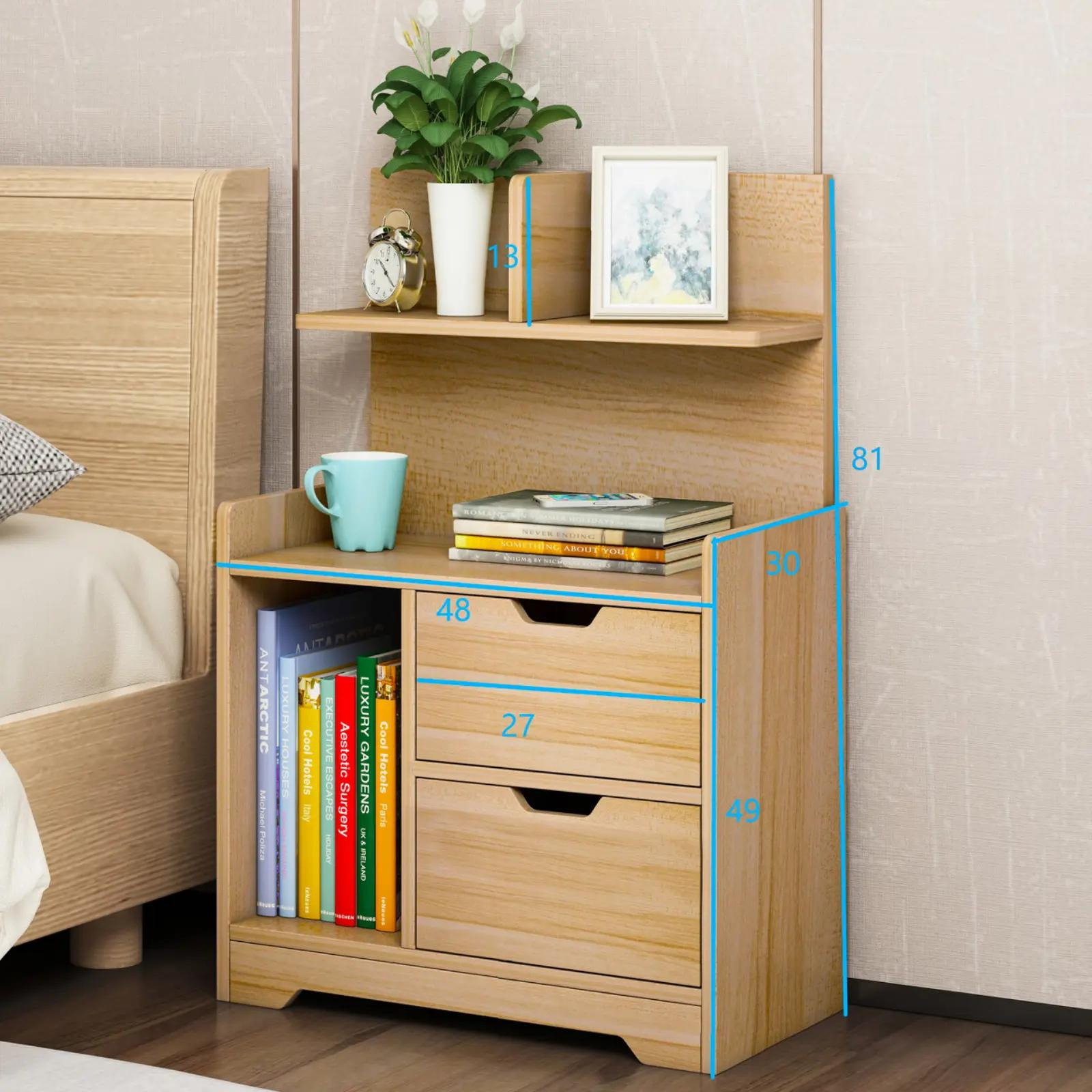Wooden Bedside Table with Chest of Drawers Shelf Tallboy Cabinet Bedroom Storage.