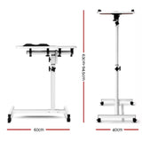 White Overbed Table for Medical Care, Adjustable Standing Table for Meals & Diet