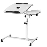 White Overbed Table for Medical Care, Adjustable Standing Table for Meals & Diet