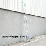 2.8m Multi Purpose Aluminium Folding Ladder with Work Platform Step Extension