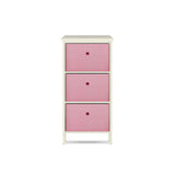 Home Master 3 Drawer Pine Wood Storage Chest Pink Fabric Baskets 70 x 80cm