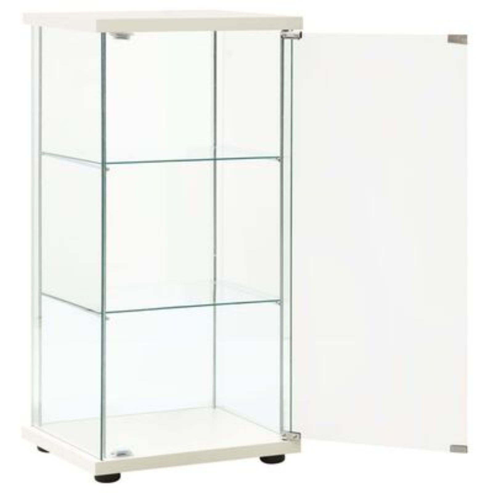 3-Layer Display Cabinet Tempered Glass White Decor Storage Shelves Organizer