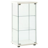 3-Layer Display Cabinet Tempered Glass White Decor Storage Shelves Organizer