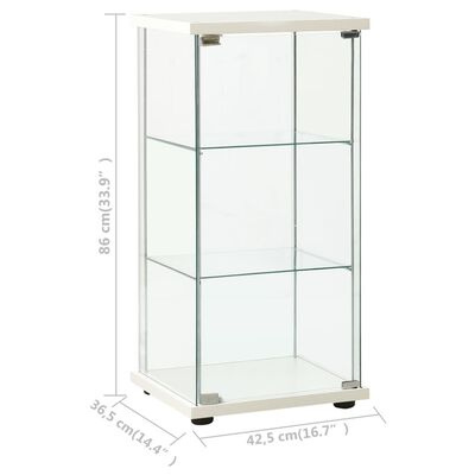 3-Layer Display Cabinet Tempered Glass White Decor Storage Shelves Organizer