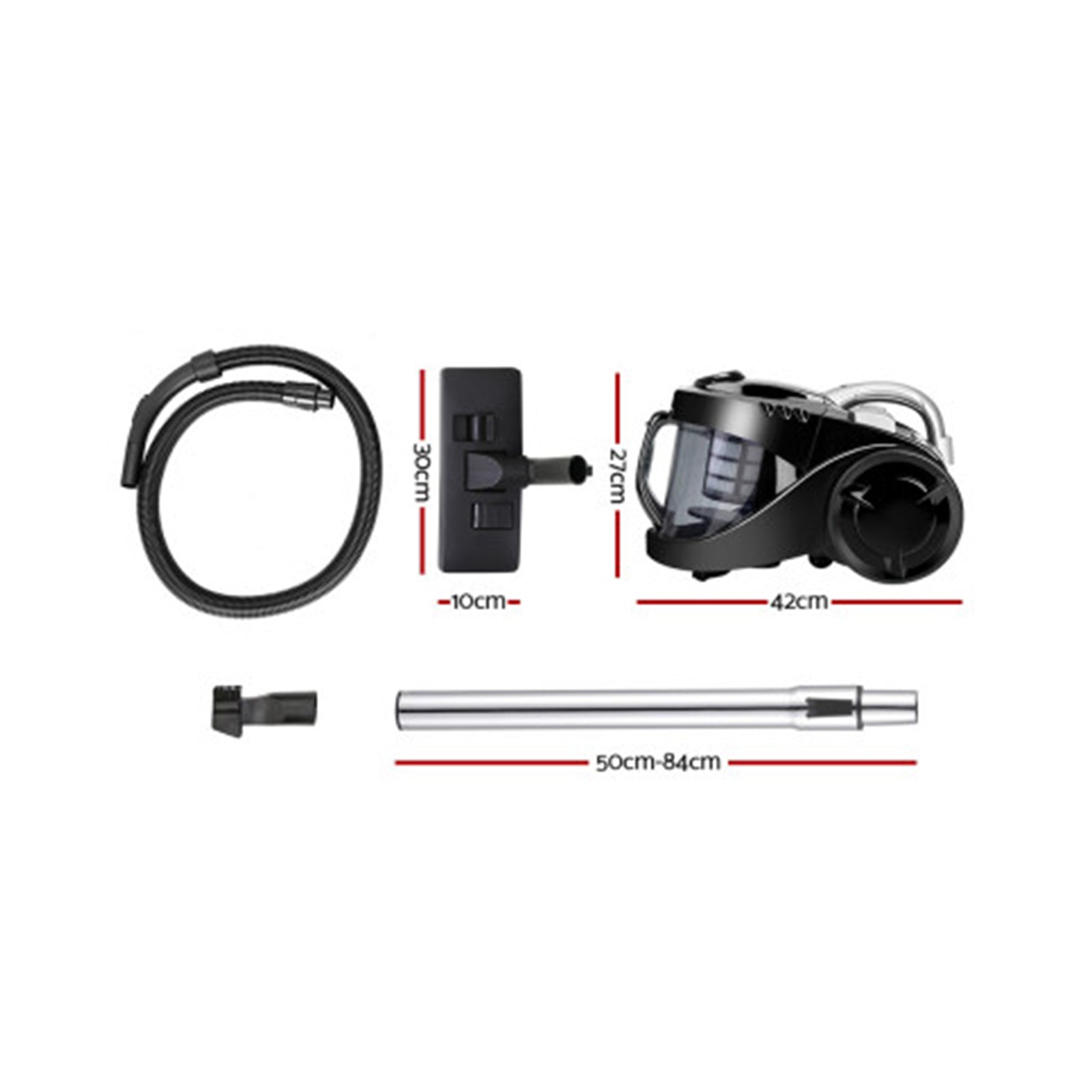 Bagless Cyclonic Cyclone Vacuum Cleaner Powerful 2200W HEPA Filter Vacuum Black