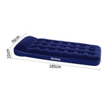 Blue Single Inflatable Mattress Bed Guest Camping Blow Up Air Bed Built in Pump