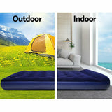 Blue Single Inflatable Mattress Bed Guest Camping Blow Up Air Bed Built in Pump