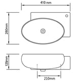 Ceramic Hand Wash Bathroom Basin Above Counter Wall Sink Bowl with Overflow Hole