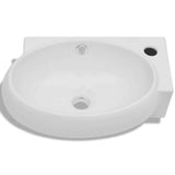 Ceramic Hand Wash Bathroom Basin Above Counter Wall Sink Bowl with Overflow Hole