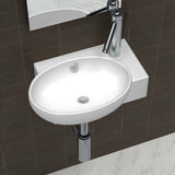 Ceramic Hand Wash Bathroom Basin Above Counter Wall Sink Bowl with Overflow Hole