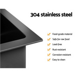 Handmade Nano Sink Stainless Steel Kitchen Black Laundry Cefito 600 x 450 mm