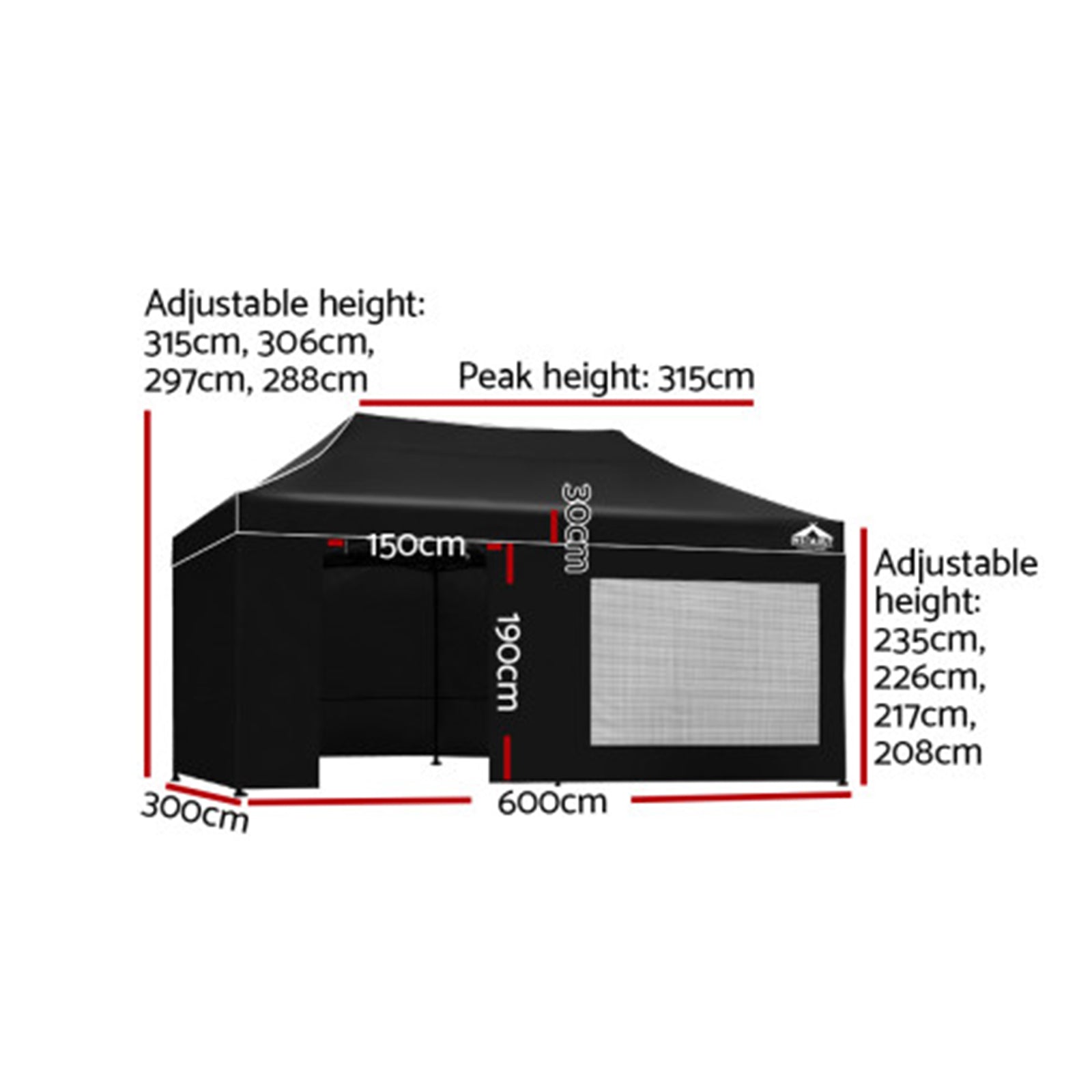Heavy Duty Pop up Marquee 3 x 6 Gazebo Outdoor Tent Portable Waterproof Shade AU