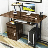 High Gloss Deluxe Computer Desk with Drawers and Shelves Workstation Walnut