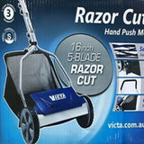 VICTA™ 16" Razor Cut Self-Sharpen Push Cylinder Lawn Mower Lawnmower + Catcher