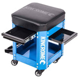 Kincrome 2 Drawer Workshop Creeper Stool Garage Mechanic Rolling - Electric Blue