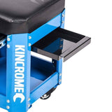 Kincrome 2 Drawer Workshop Creeper Stool Garage Mechanic Rolling - Electric Blue