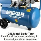 Lincoln Direct Drive 24L 2HP Industrial L224 Trade Home Inflator Air Compressor