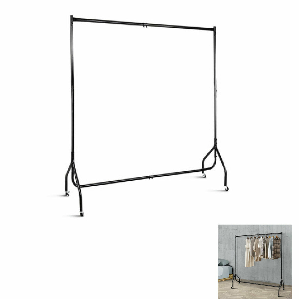 Artiss Clothes Rack Airer Coat Stand 6FT Rail Wheels