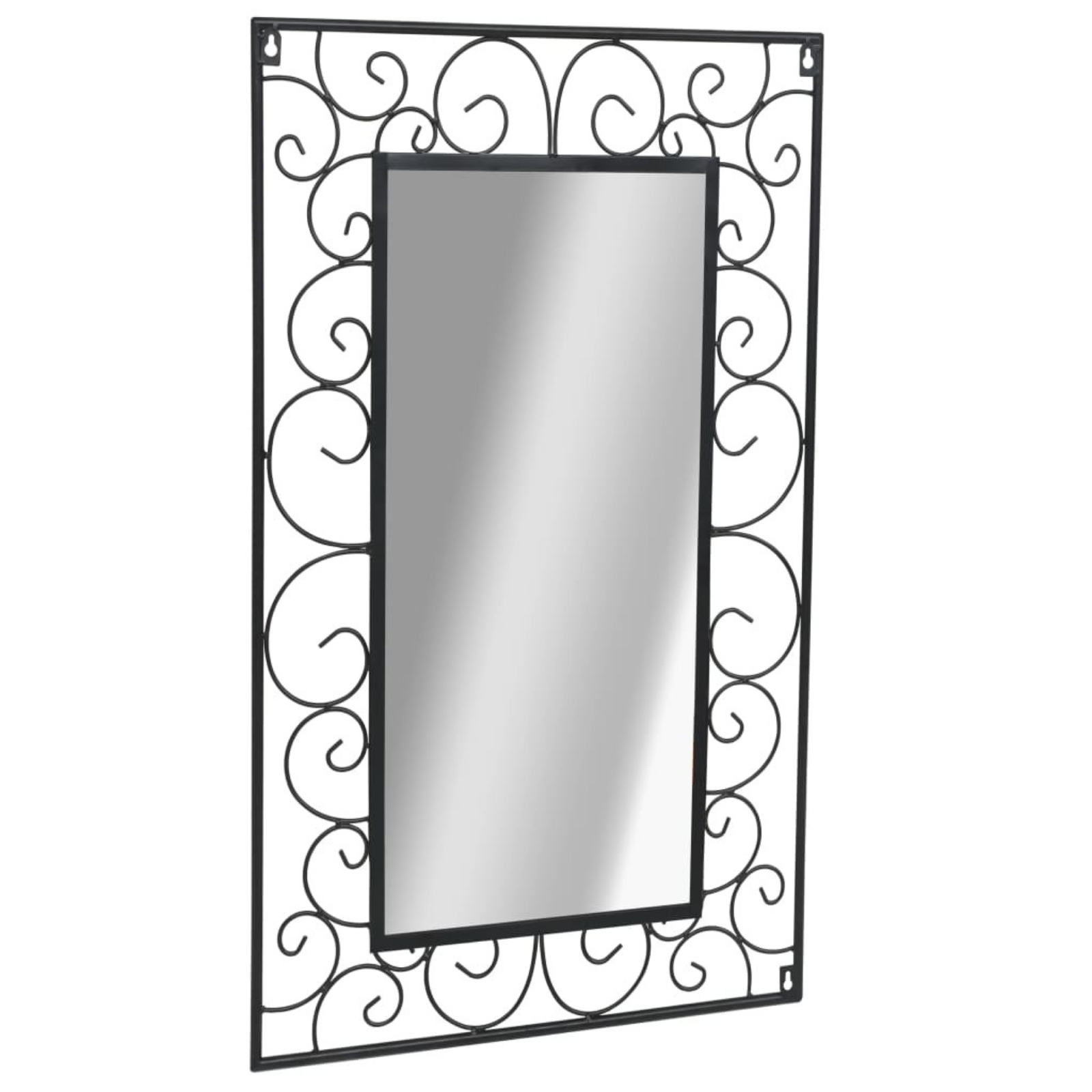 Outdoor Wall Mirror Steel Patio Garden Decor Feature Decorative Black