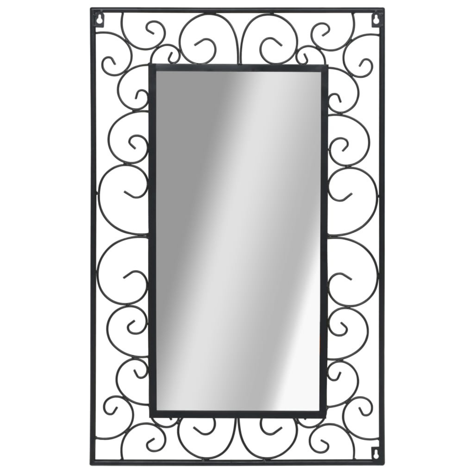 Outdoor Wall Mirror Steel Patio Garden Decor Feature Decorative Black