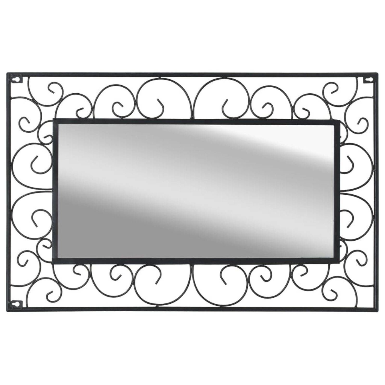 Outdoor Wall Mirror Steel Patio Garden Decor Feature Decorative Black