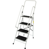 Foldable Non Slip 4 Step Steel Ladder Tread Stepladder Safety Handrail Rail.