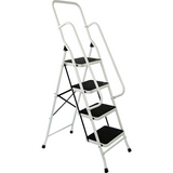 Foldable Non Slip 4 Step Steel Ladder Tread Stepladder Safety Handrail Rail.