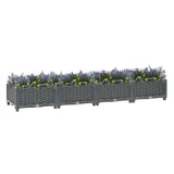 Rectangular Patio Planter Box PP Garden Balcony Raised Plant Bed Flower Herb Pot