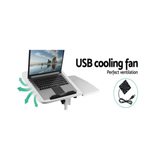 Artiss Laptop Table Desk Adjustable Stand With Fan - White