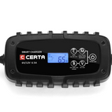 Certa Portable 6V/12V 9-Stage Smart Auto Car Battery Charger 2/4/6.5 Amp Black.