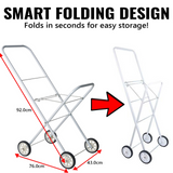 Folding Laundry Trolley Washing Clothes Basket Hamper Collapsible Cart w/ Wheels