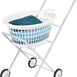 Folding Laundry Trolley Washing Clothes Basket Hamper Collapsible Cart w/ Wheels