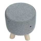 Fabric Ottoman Foot Stool Rest Pouffe Footstool Wood Storage Padded Seat