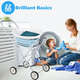 Folding Laundry Trolley Washing Clothes Basket Hamper Collapsible Cart w/ Wheels