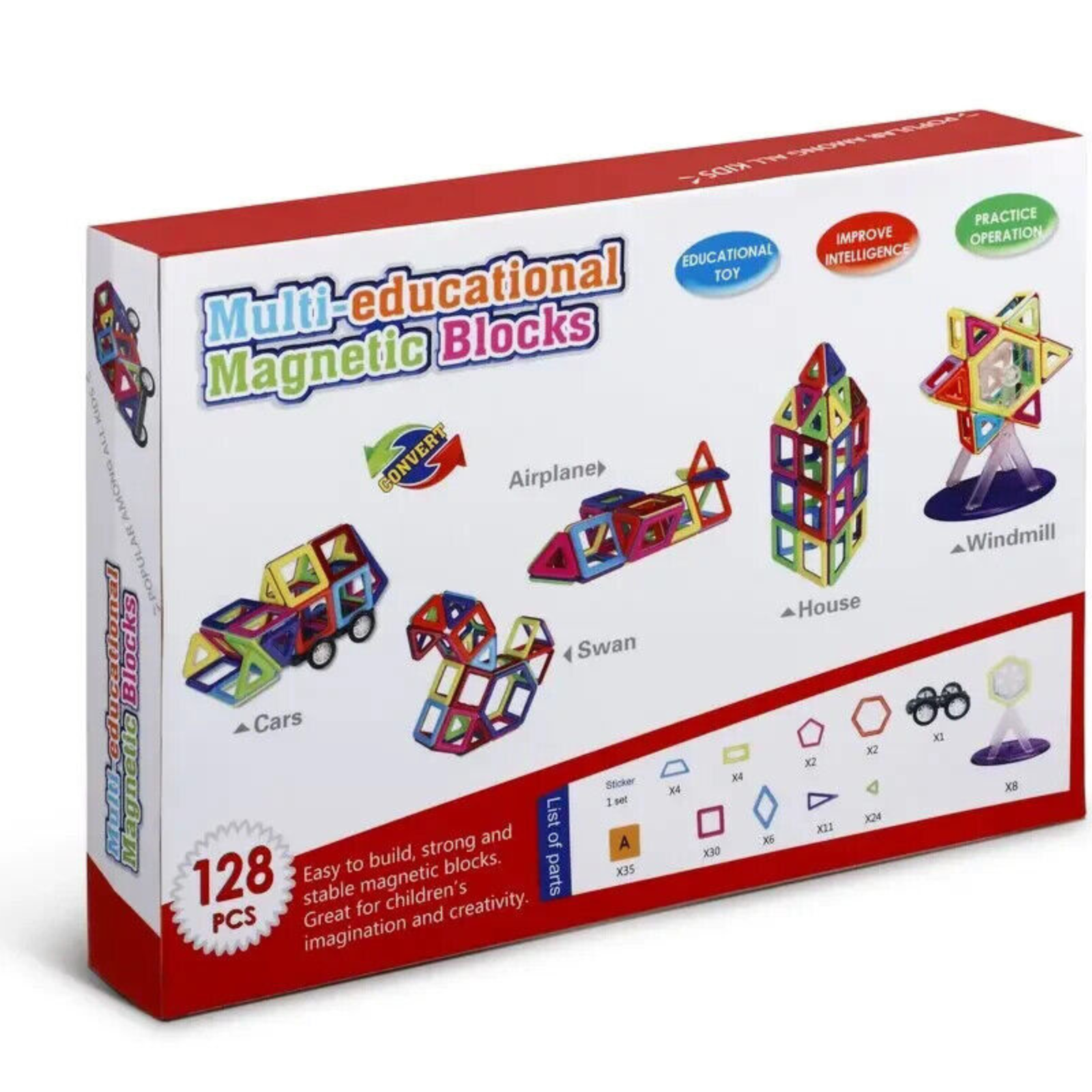 128 piece magnetic block set new arrivals
