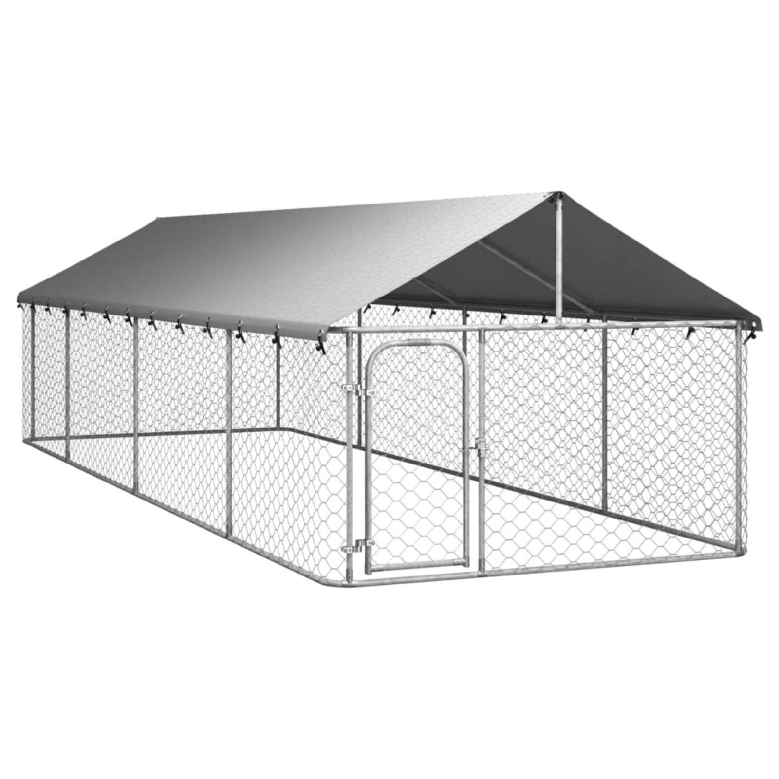 Chain link dog sales run with roof